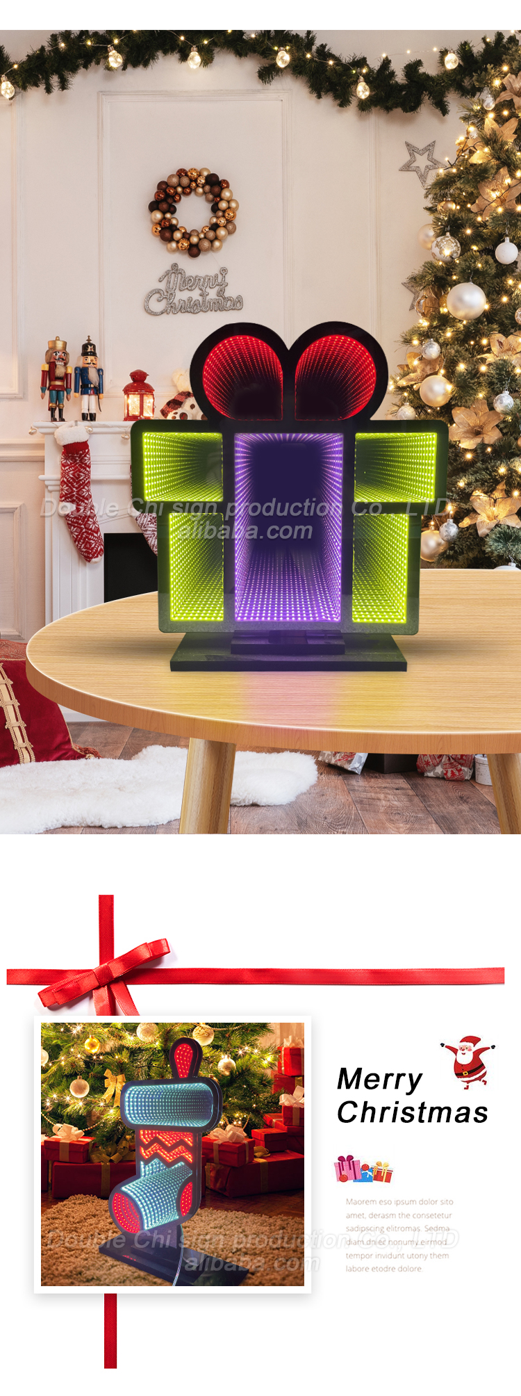 DC 12V LED Light Christmas Snow Globe Acrylic Magic Mirror Abyssal Infinite Mirror 's