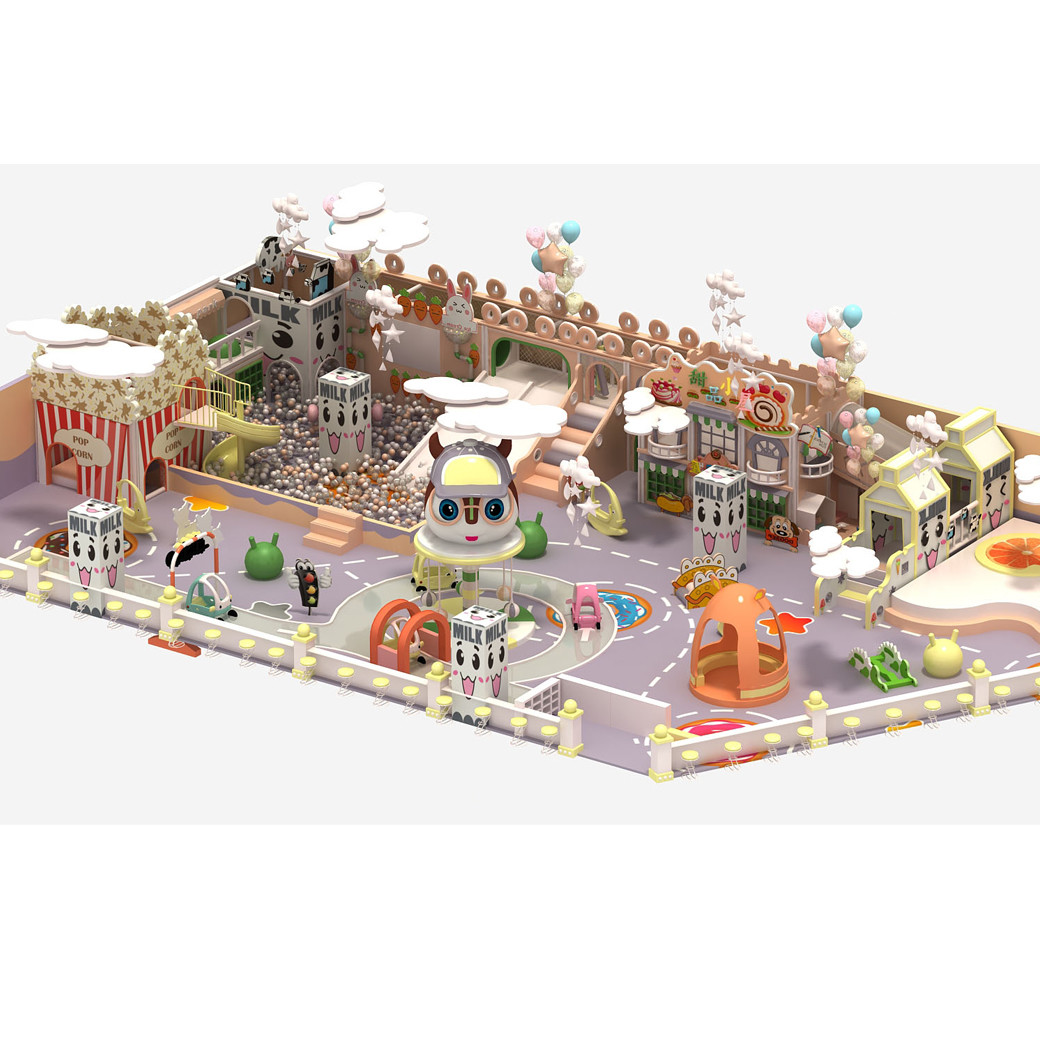 snow theme plastic kids indoor play structure with various games