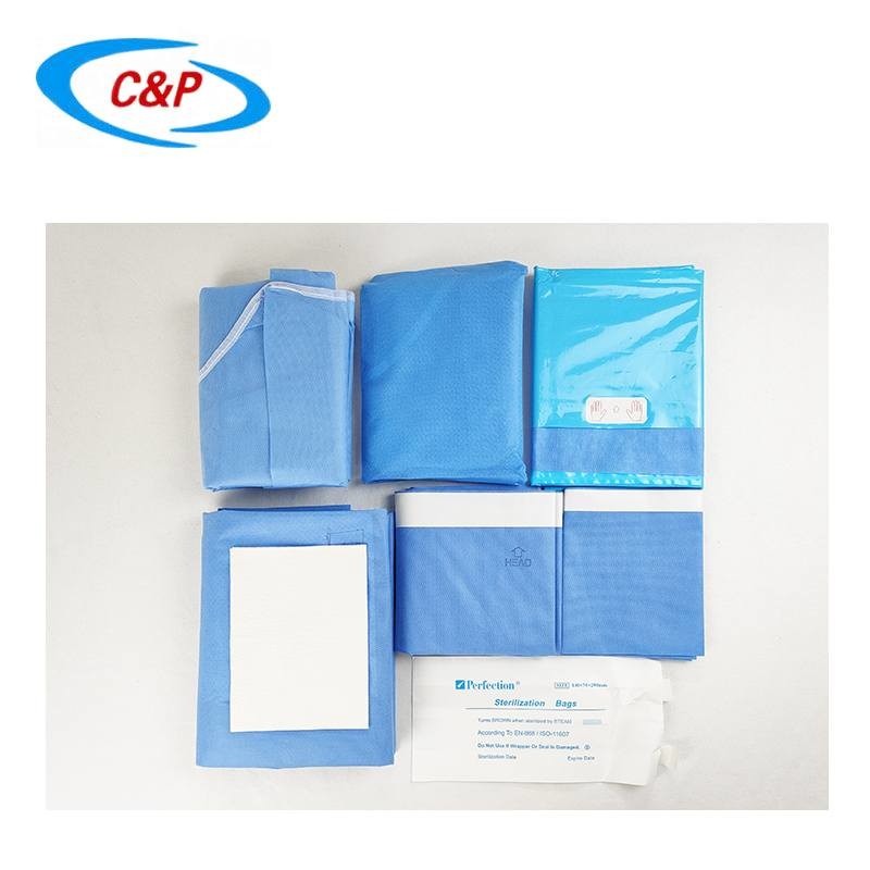 Blue Sterile Ophthalmology Surgical Eye Drapes Kit Pack Custom
