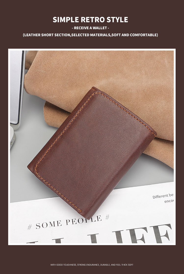 Customized Crazy Horse Leather Men's Trifold Wallet with RFID Blocking Technology