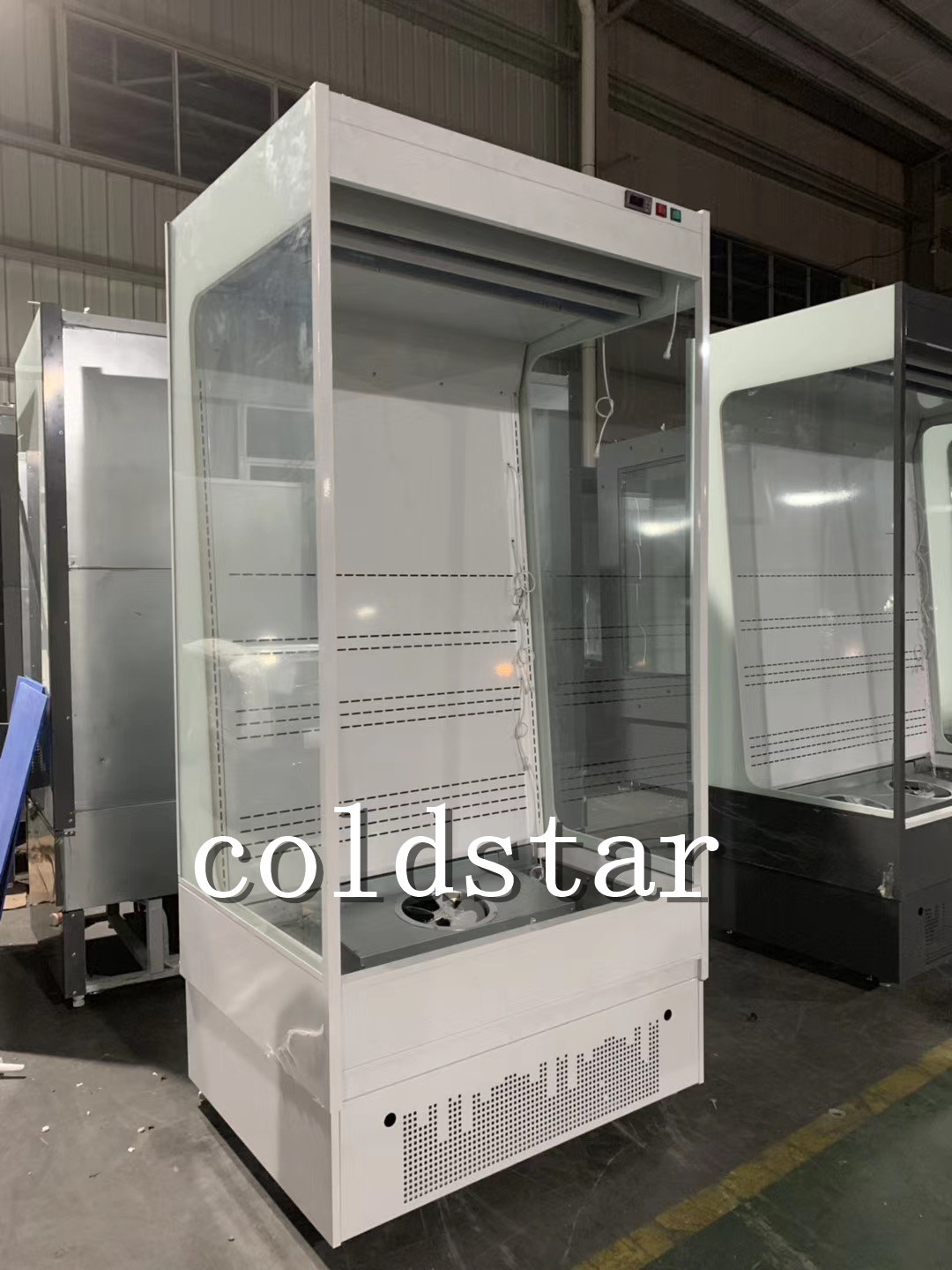 Commercial supermarket air curtain refrigerator open fruit and vegetable milk chiller