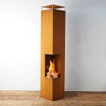 Rectangular Rusty Corten Steel Outdoor Fireplace Wood Burning Chiminea