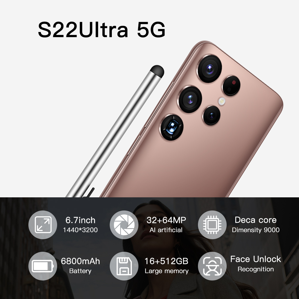 S22 Ultra Android 11.0 Original Android SmartPhones 5G 6.7 Inch 16GB 512GB