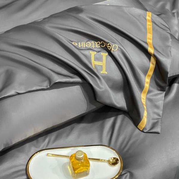 Customized Washed Silk Embroidery Sheet Sets for Luxury Satin Silk Bedding ADS04