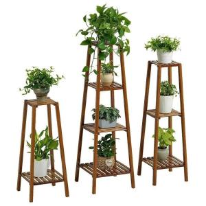 China Multi-layer Solid Bamboo Plant Shelf Stand for Household Balcony Eco-Friendly Material wholesale
