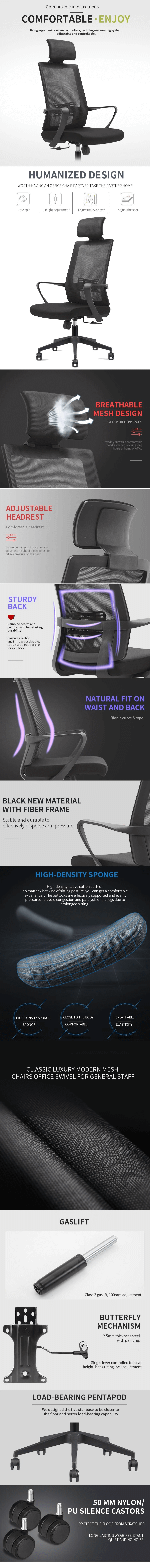 Comfortable Executive Ergonomic Mesh Office Chair for Visitor Meetings and Conference