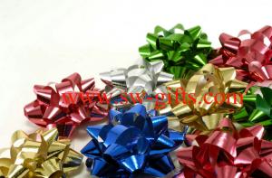 China Gift Wrapping Star Ribbon Bow for Christmas/Holiday Gold Metallic Star Ribbon Bows on sale