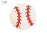 Twill Material Embroidered Football Patches , Round Shape Iron On Baseball