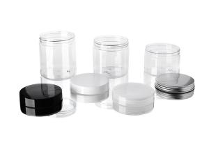 China 150ml 200ml 250ml 500ml 8 oz clear Cookie Peanut Food Butter Cream Cosmetic Plastic Jars with Lids wholesale