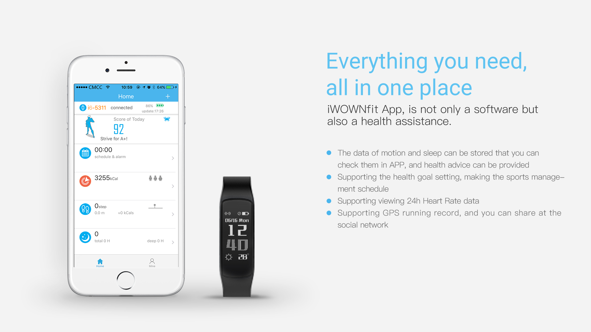 Water Resistant Heart Rate Monitor Intelligent Health Bracelet