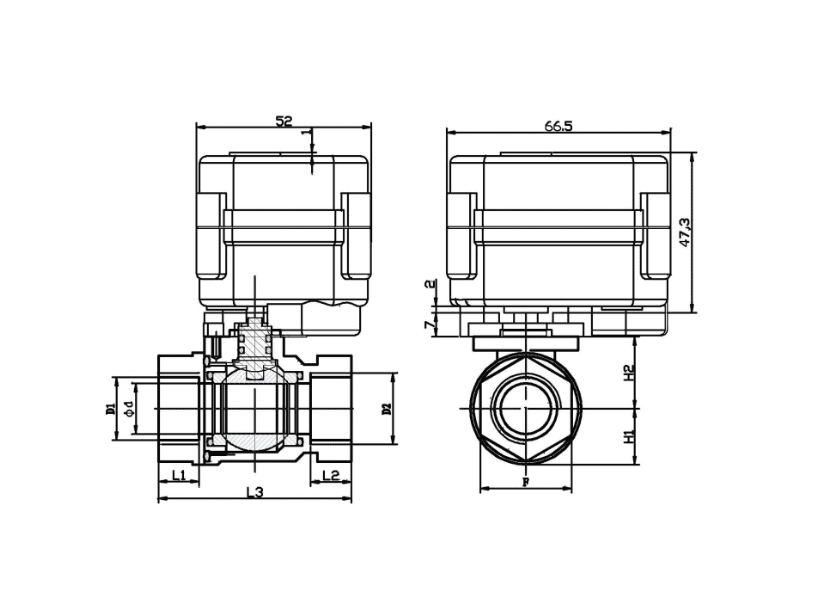 3 Way Brass Mbus Wireless Motorized Ball Valve Normally Open Temperature Control