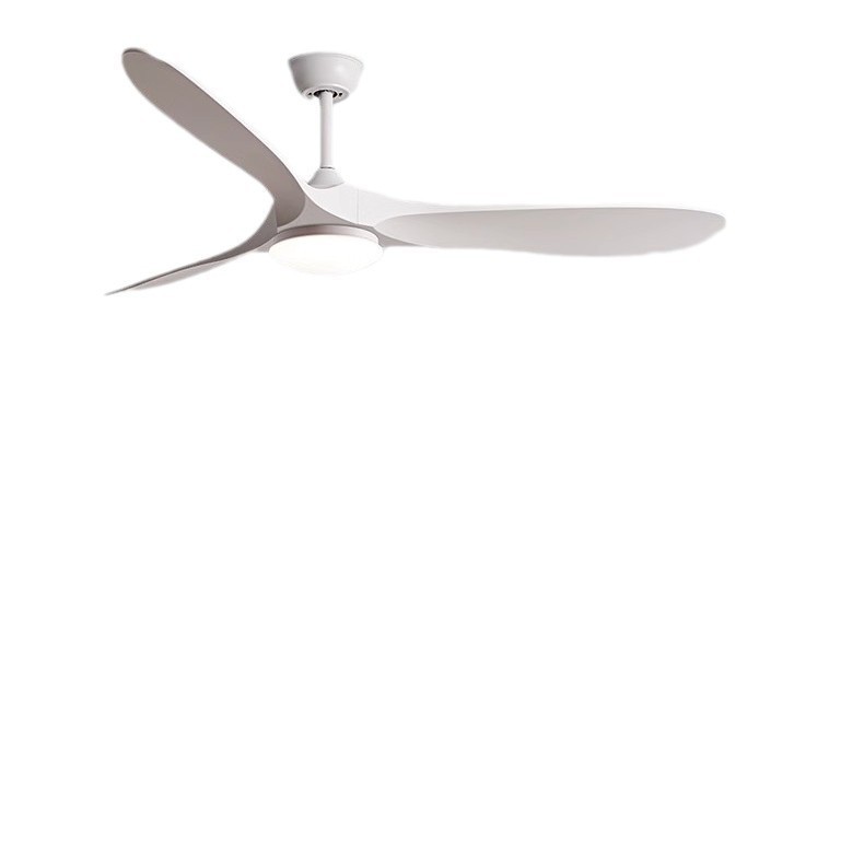 60" White Wood Blade Ceiling Fan With Light , Energy Efficient Ceiling Fans With LED Lights