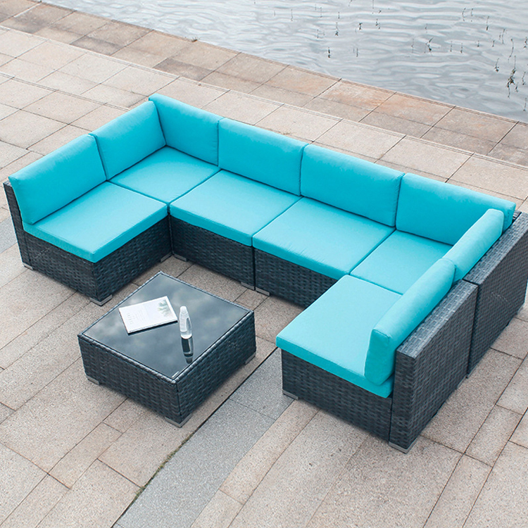 Outdoor Indoor Patio Garden Balcony Pool Furniture Woven Rattan Sectional Modular Set