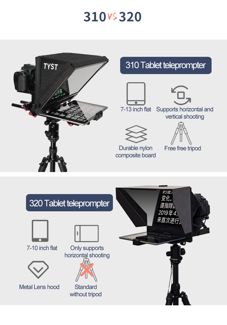 Splitter glass type Tempered glass Portable Teleprompter 10 13 inch for Android or iPad