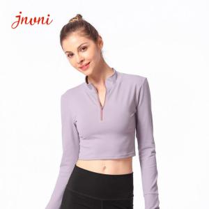 China Plus Size Long Sleeve Zipper Women Yoga Jacket 300gsm Turtleneck Gym Fitness wholesale