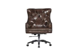 China Deep Buttons Back Leather Office Desk Chair , Brown Leather Executive Desk Chair wholesale