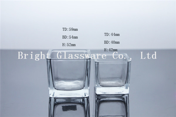best sale clear square glass candle holder, candle jar cheap