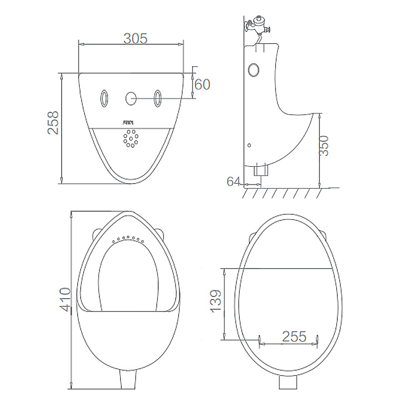 Wall Mounted Kid Toddler Urinal Toilet 305x258x410mm Sanitary Ware