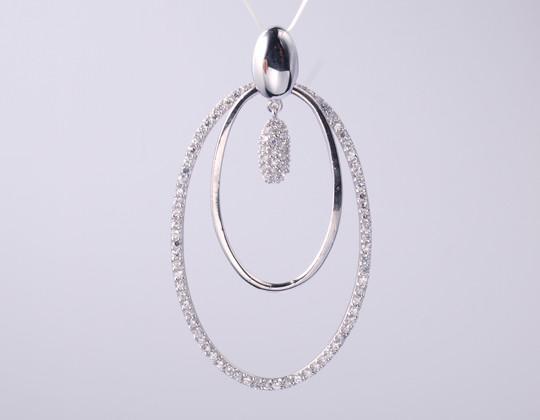 Rhomboid Shape Geometric Collection Pendant Pendant with Zircon Stones 925 Sterling Silver Jewelry Accessory Silver