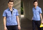 Polyester Cotton Short Sleeves Industrial Work Uniforms Twill Engineer Sky Blue