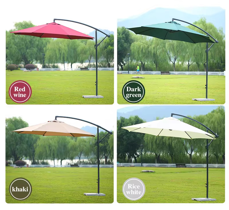 Aluminum Frame Material Round Outdoor Parasols for Courtyard Terrace in Garden Setting
