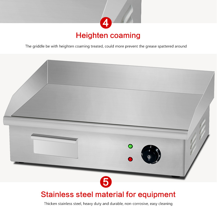 550x425x225mm Commercial Vertical Cast Iron Electric Griddle with Stainless Steel Body