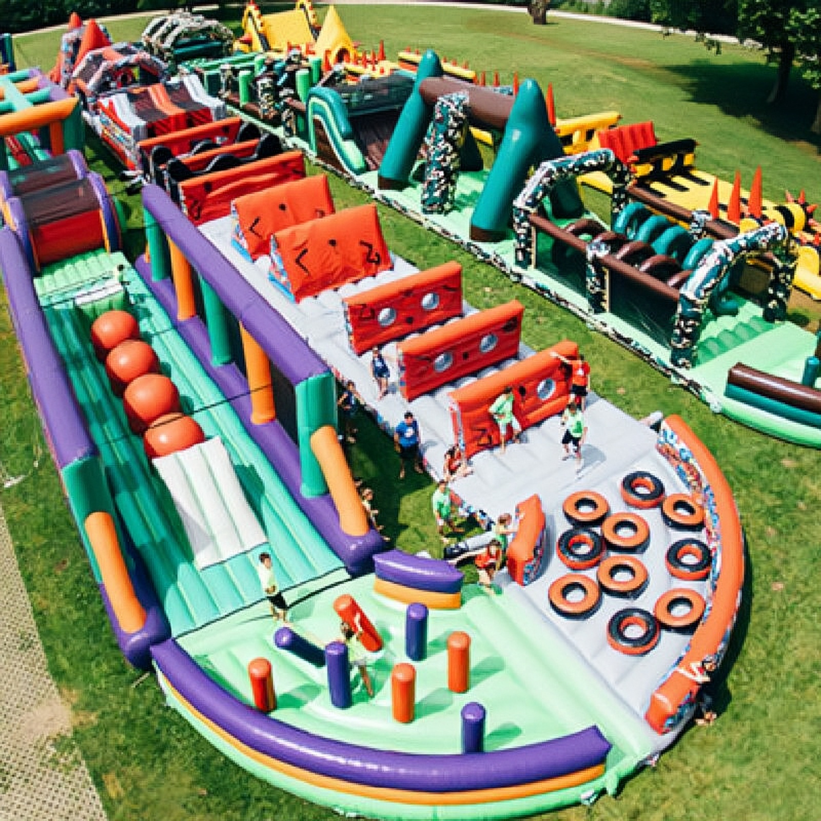 Best Lead Free Pvc Tarpaulin Material Custom Inflatable Obstacle Course Equipment Trampoline Amusement Theme Park