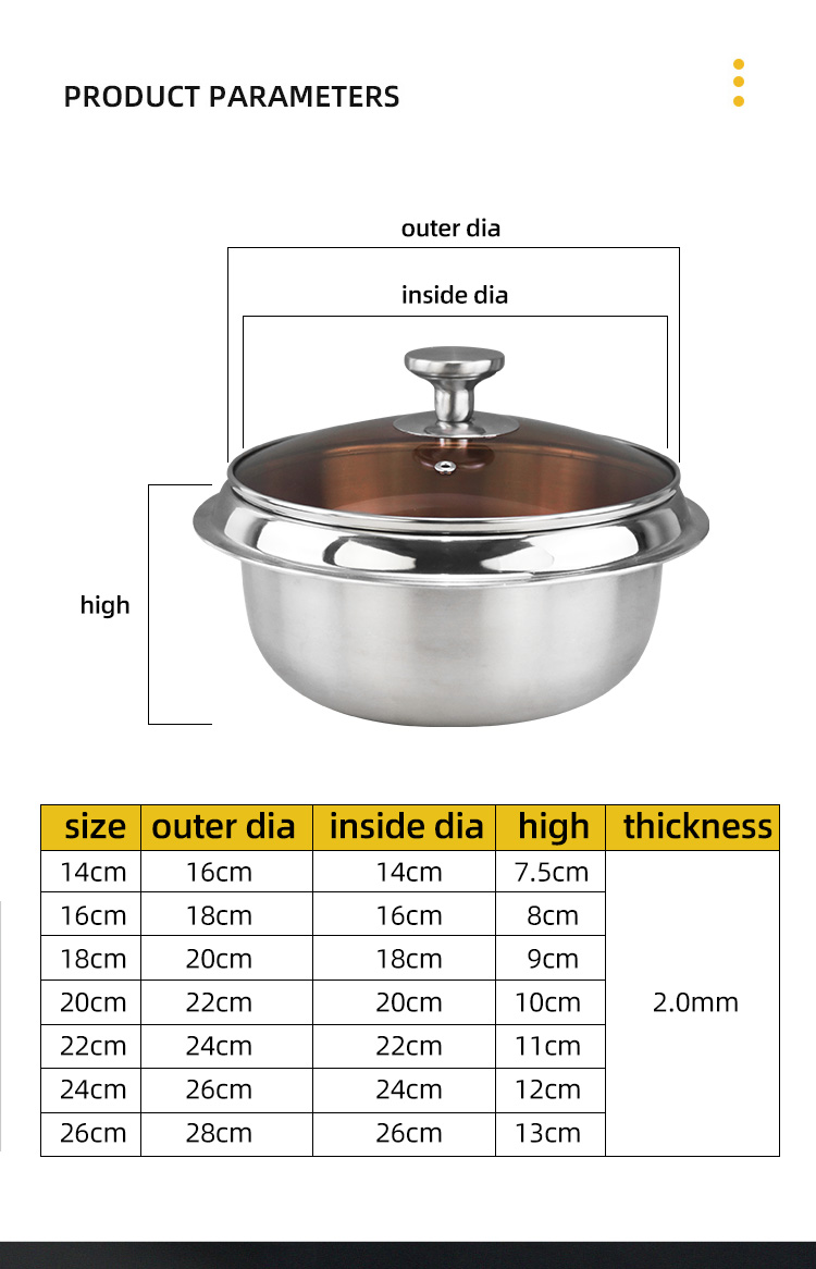 Best Selling Kitchen Pots Multiple Sizes Food Grade 18/8 Stainless Steel Soup Stock Pot Rice Cooker Cooking Pot