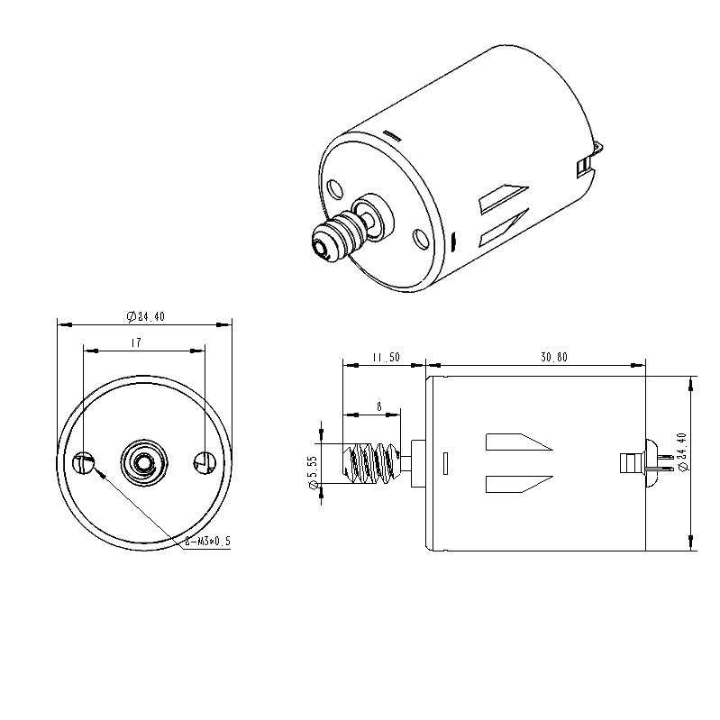 2000rpm Micro Brushed DC Motors 12V 24V RS-370 For DIY Toy
