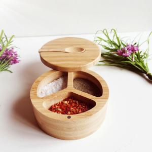 China Spice And Seasonings Bamboo Kitchen Utensils Salt Box With Spoon wholesale