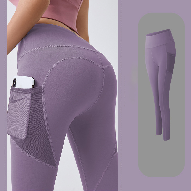 86cm OEM High Waisted Yoga Pants With Pockets Seamless Scrunch Butt Leggings