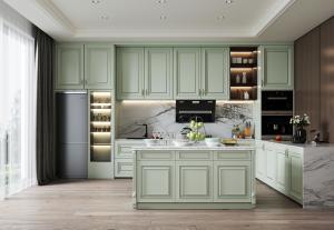 China American Shaker Style White PVC Cabinet RTA Kitchen Cabinet With Island wholesale