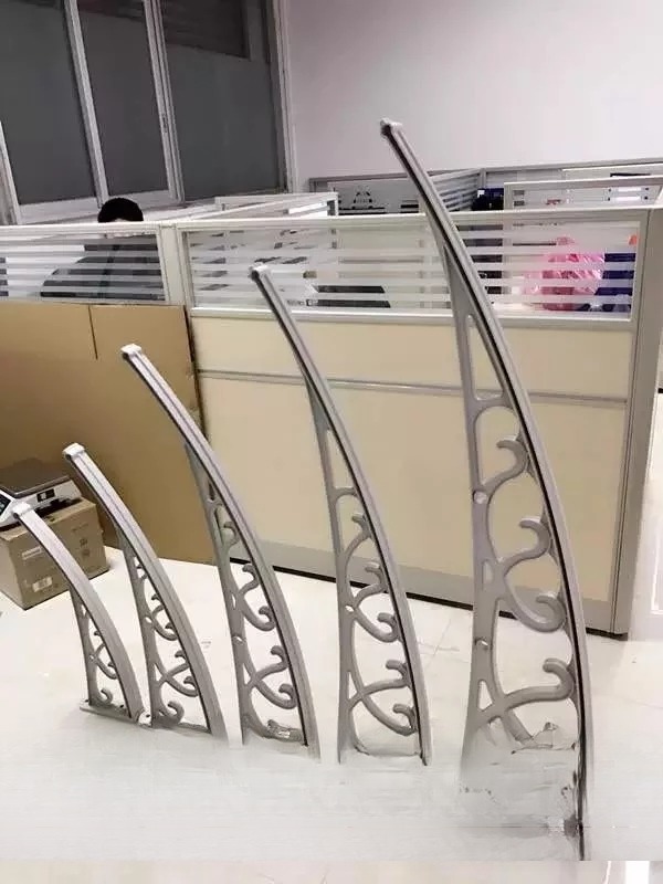 Polycarbonate Awning Brackets Black / Grey / White Frame Color Of Canopy PC Sheet