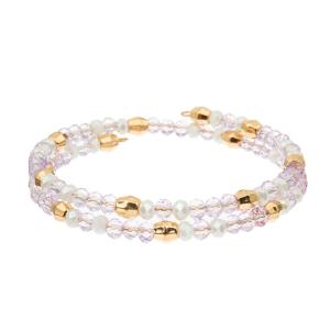 China 3 Layer Wire Crystal Wrap Bracelets With Gold Brass Pink Purple Orange wholesale