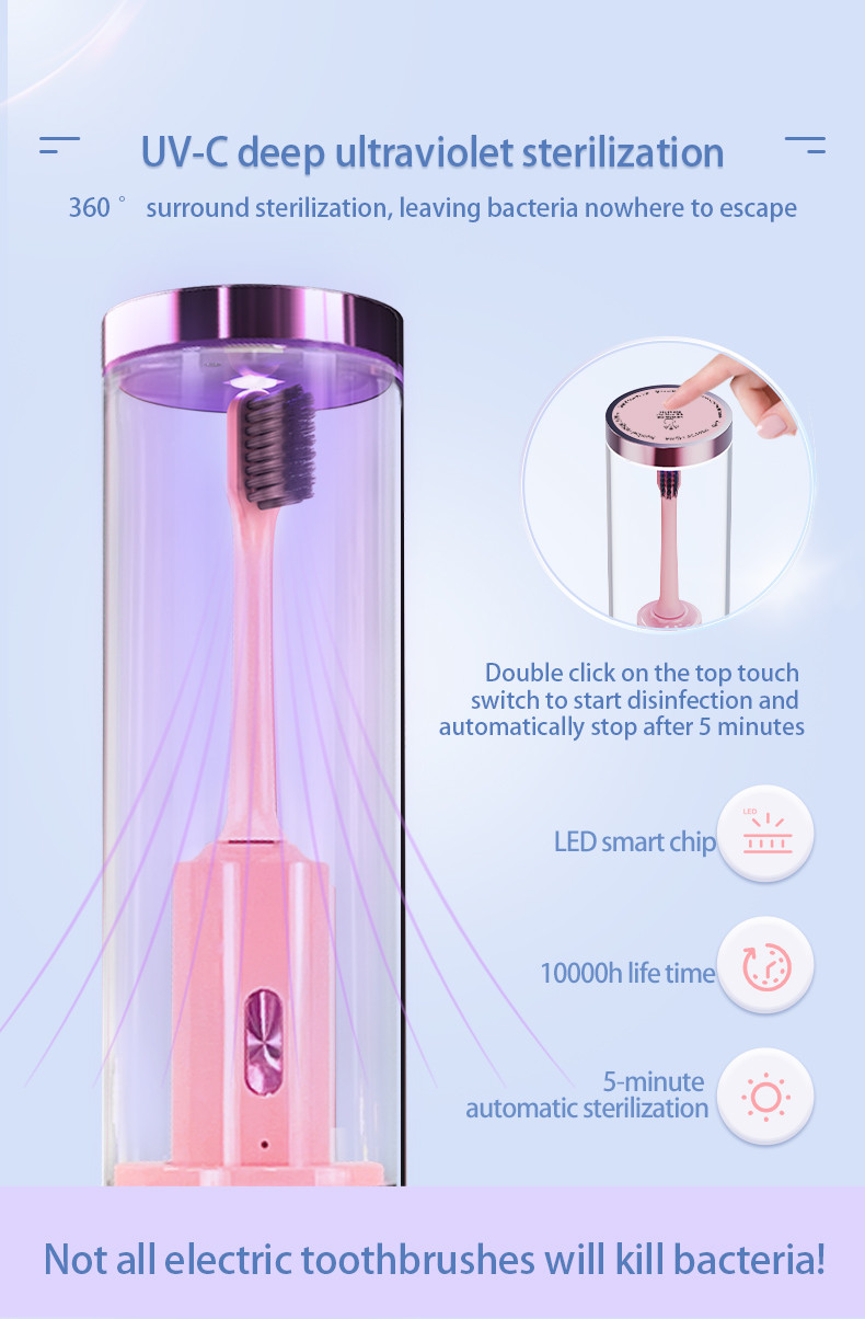 Ultraviolet Sterilization Sonic Electric Toothbrush, 41000 Vpm Soft Bristle For Adult With Uv Cleaning