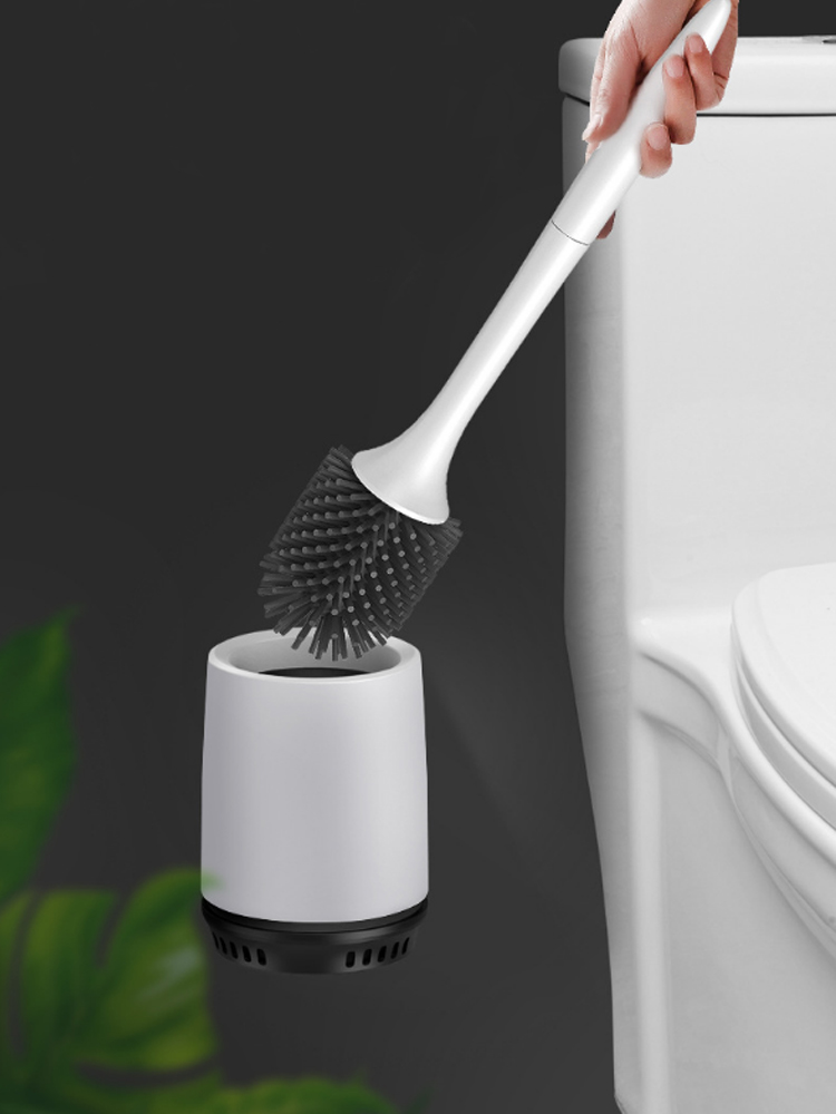 Factory supply Bathroom accessories cleaning household handheld white silicone toilet brush and holder