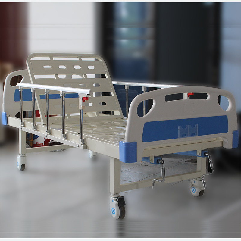 ABS Blue Headboard Two Cranks Manual Nursing Bed Medical Equipment
