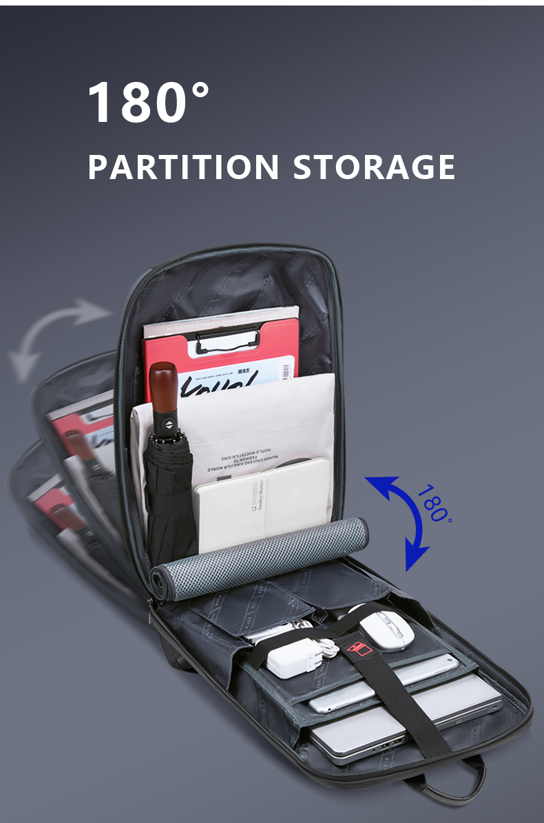 Zipper Closure Waterproof Business Backpack Dual Space Storage