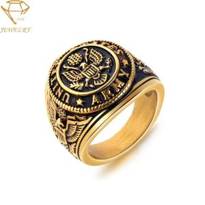 China Stainless Gold Custom Army Military Rings wholesale