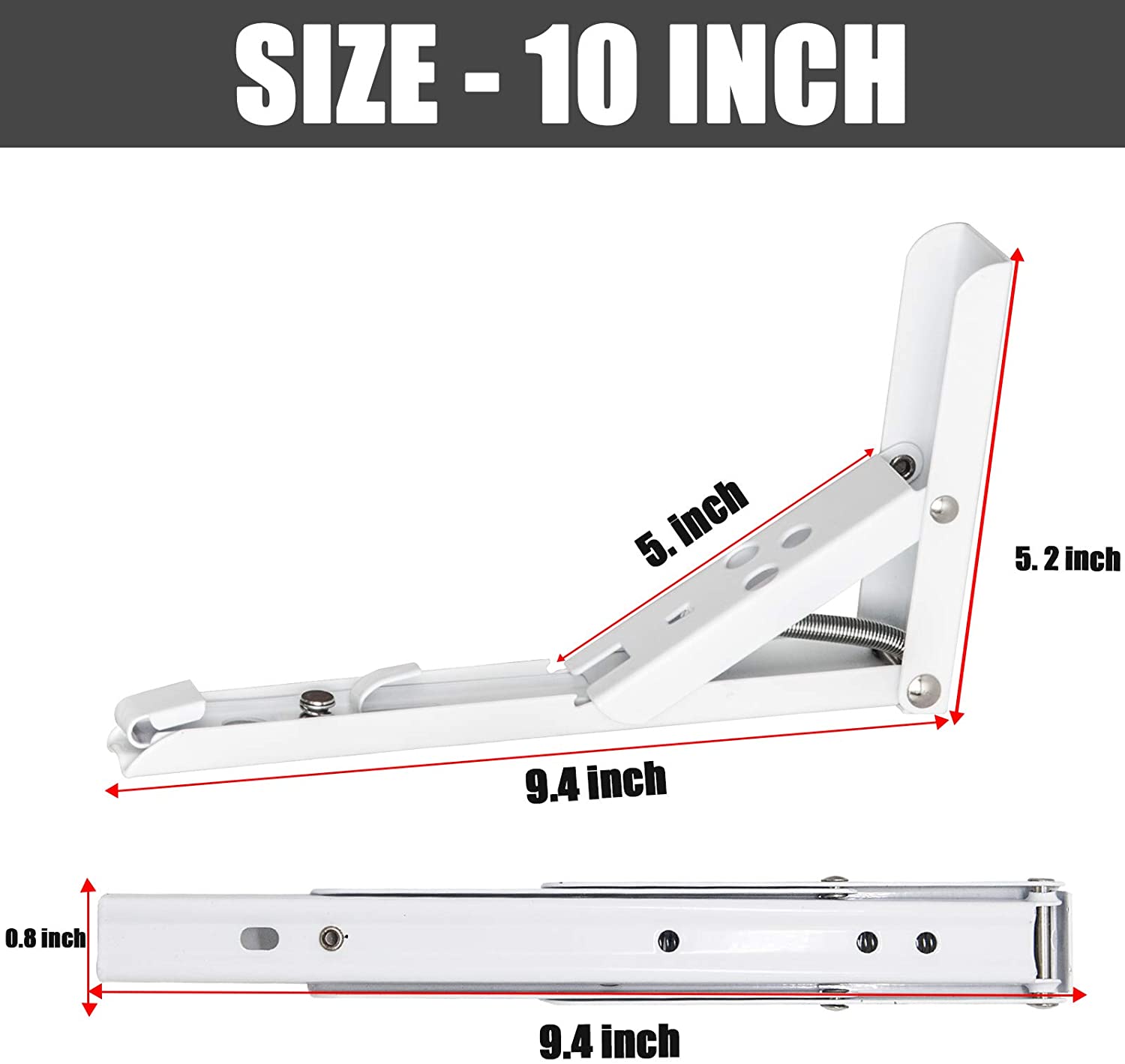 12" Spring Loaded Folding Shelf Bracket for Wall Mounting in Industry 1.5-2.0mm Thick