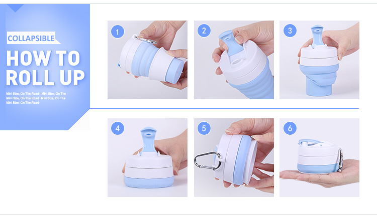 OEM Eco Friendly Collapsible Travel Coffee Mug Silicone Foldable With Lid