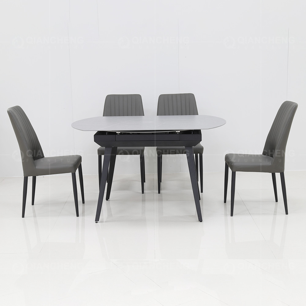 Round 105kg Extendable Dining Room Table Sets Sintered Stone Dining Table