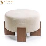 Stretch Round Shape Mid Century Ottoman Footstool 60cm Length