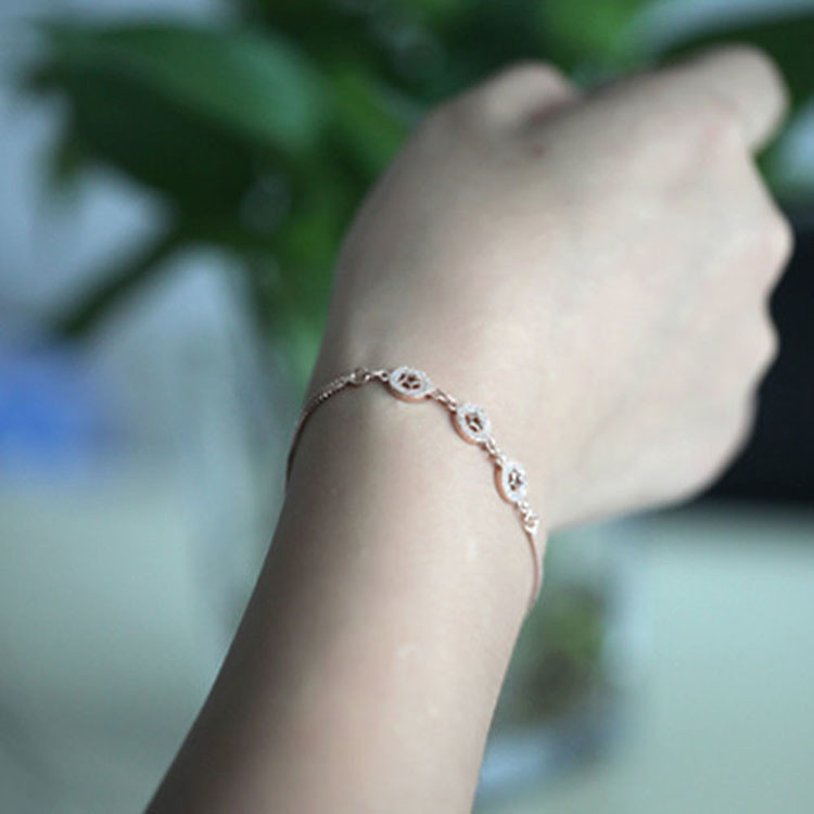 White Gold Plated Sterling Silver Cubic Zircon Start Charm Bracelets (B12281-WHITE)