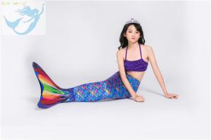 China Rainbow Mermaid Swim Tails For Toddlers Ruffles Princess Designed Bikini Top wholesale