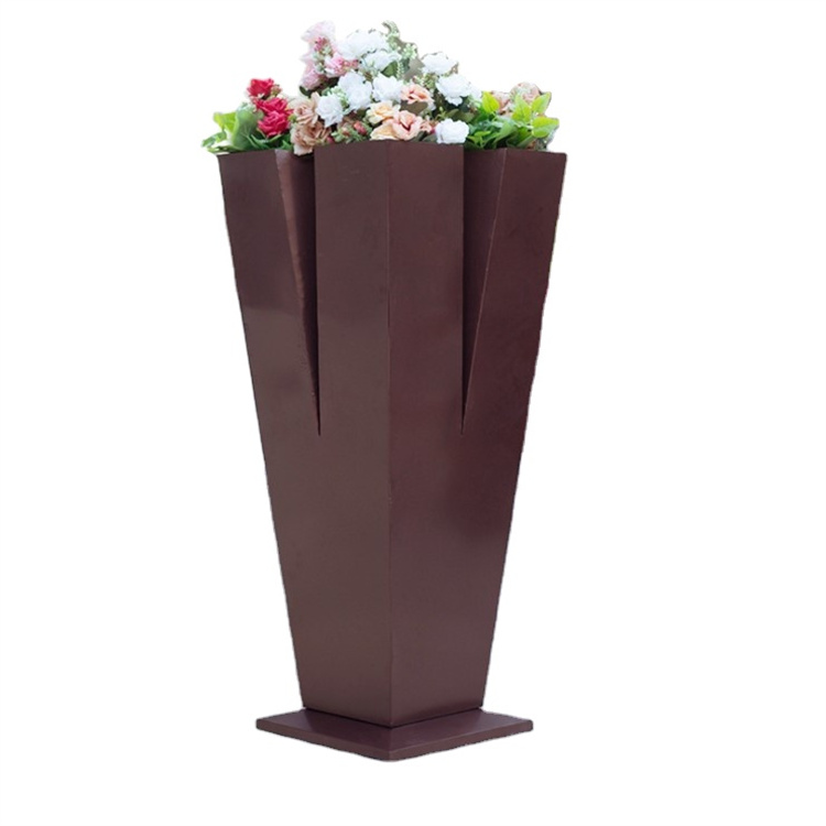 X type tall flower pot cross metal flower planters