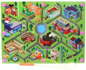 China Kids City Traffic Wooden Magnetic Puzzle Maze Board Game Educational Toys wholesale