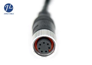 China 7 Pin Connector M12 Extension Cable Black PVC Shielding For 12V 24V Car Camera wholesale
