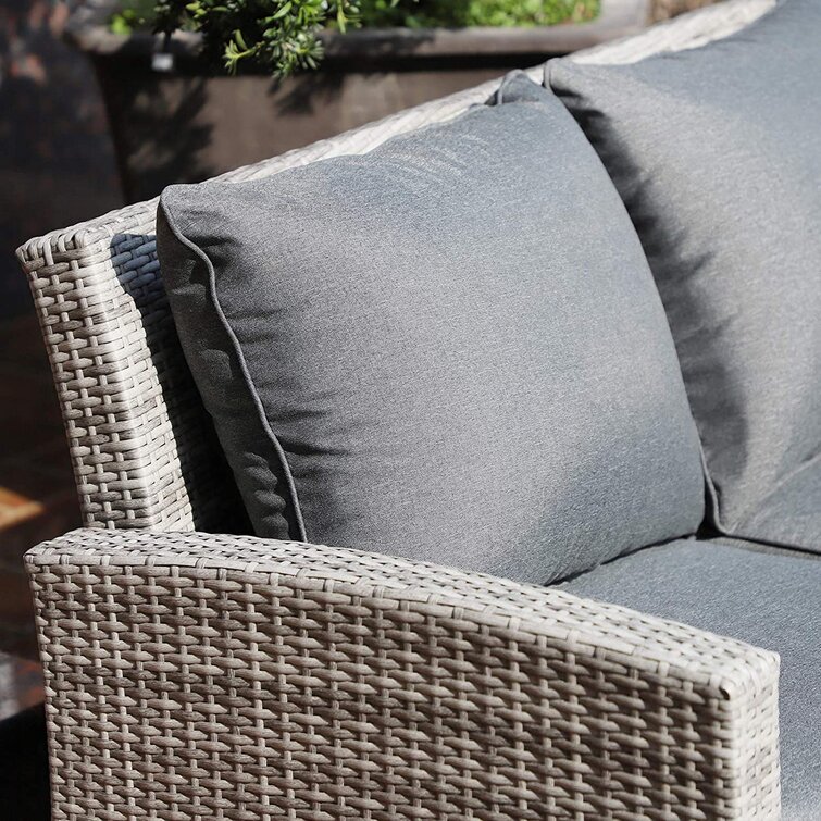 Leisure Outdoor AJUNION All Hand Woven Wicker Garden Furniture Set with Tempered Glass