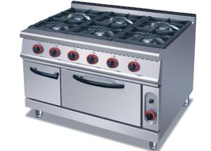 China Commercial Cooking Lines , Free Standing 4 / 6 American Burners Gas Range With Oven wholesale
